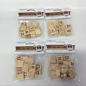 Wood Letter Tiles 4 Pks 26 Tiles Per Pack Arts Crafts Replacements NIP